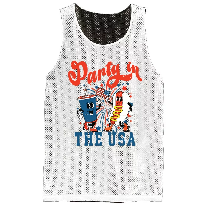 Retro Independence Day Party In The Usa 4th Of July Hotdog Mesh Reversible Basketball Jersey Tank