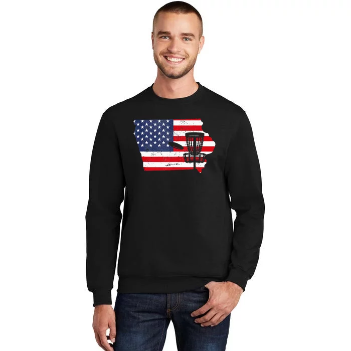 retro Iowa Disc Golf USA Map Golf Frisbee Sweatshirt