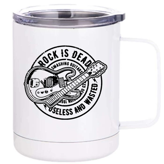 Rock Is Dead Funny Music Rock N Roll Guitar Front & Back 12oz Stainless Steel Tumbler Cup