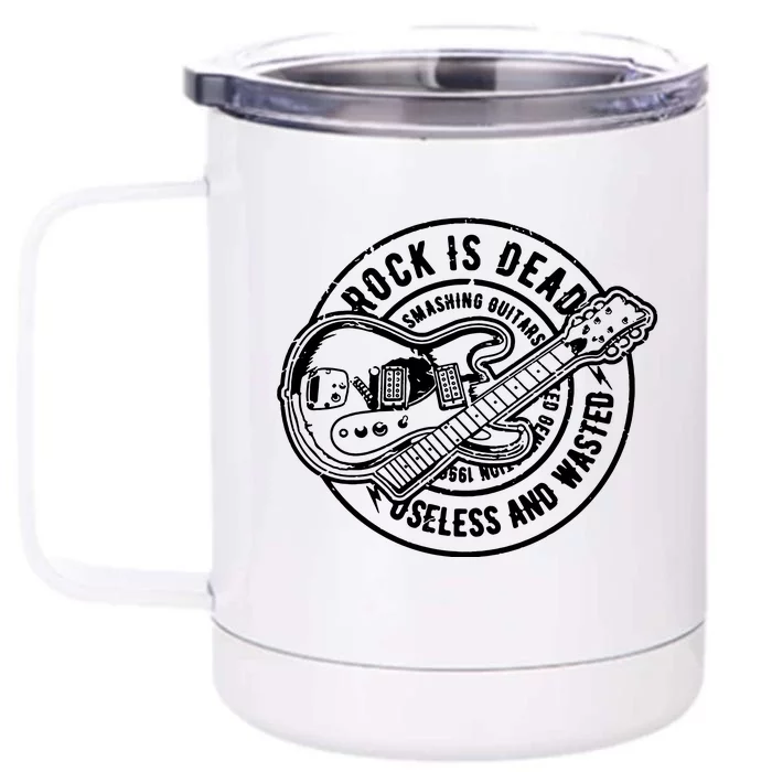 Rock Is Dead Funny Music Rock N Roll Guitar Front & Back 12oz Stainless Steel Tumbler Cup