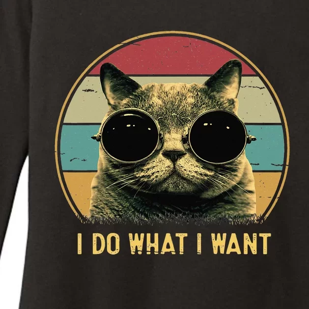 Retro I Do What I Want Funny Cat Lover Womens CVC Long Sleeve Shirt