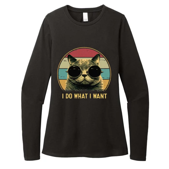 Retro I Do What I Want Funny Cat Lover Womens CVC Long Sleeve Shirt