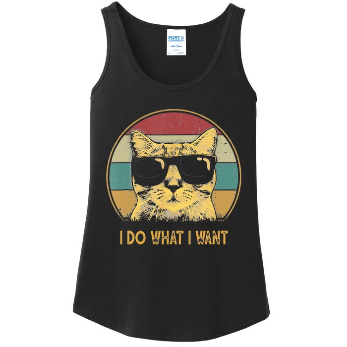 Retro I Do What I Want Cat Funny Cat Lover Ladies Essential Tank