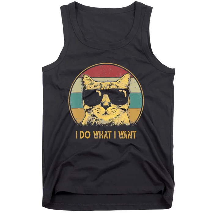 Retro I Do What I Want Cat Funny Cat Lover Tank Top