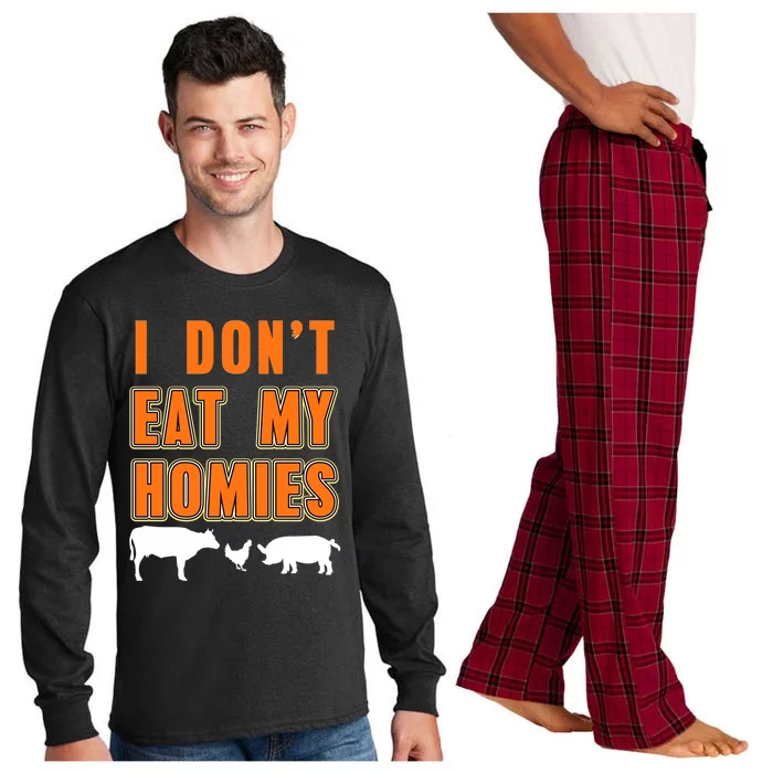 Retro I Dont Eat My Homies Cool Vegan Gift Present Gift Funny Gift Long Sleeve Pajama Set