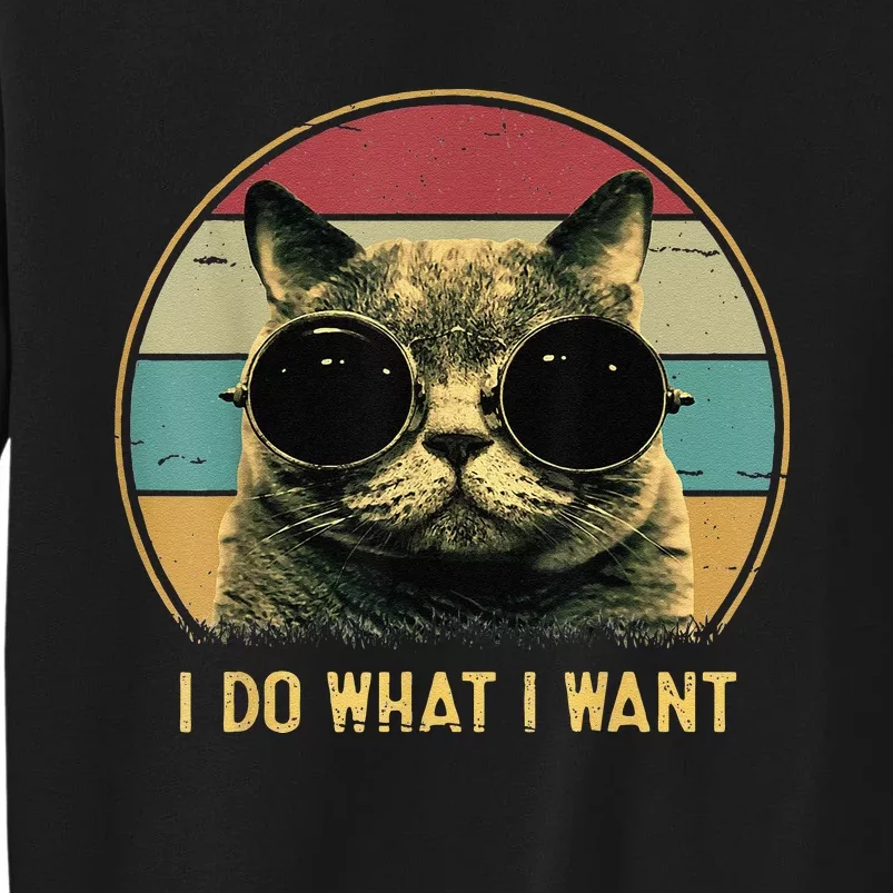 Retro I Do What I Want Funny Cat Lover, Cat Dad, Cat Mom Tall Sweatshirt