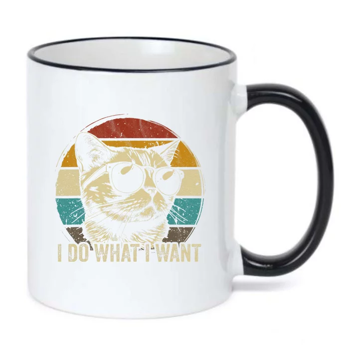 Retro I Do What I Want Cat Funny Cat Lover Retro Black Color Changing Mug