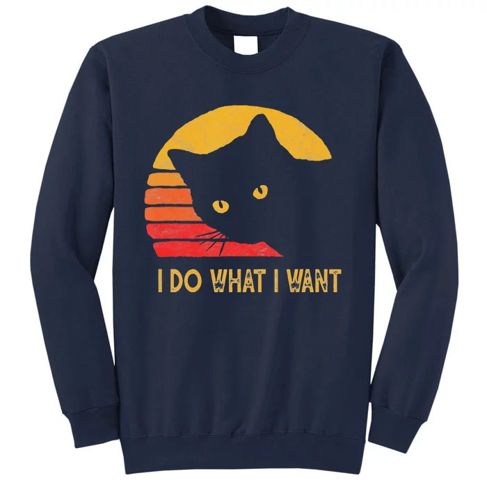 Retro I Do What I Want With My Cat Funny Gift Tall Sweatshirt