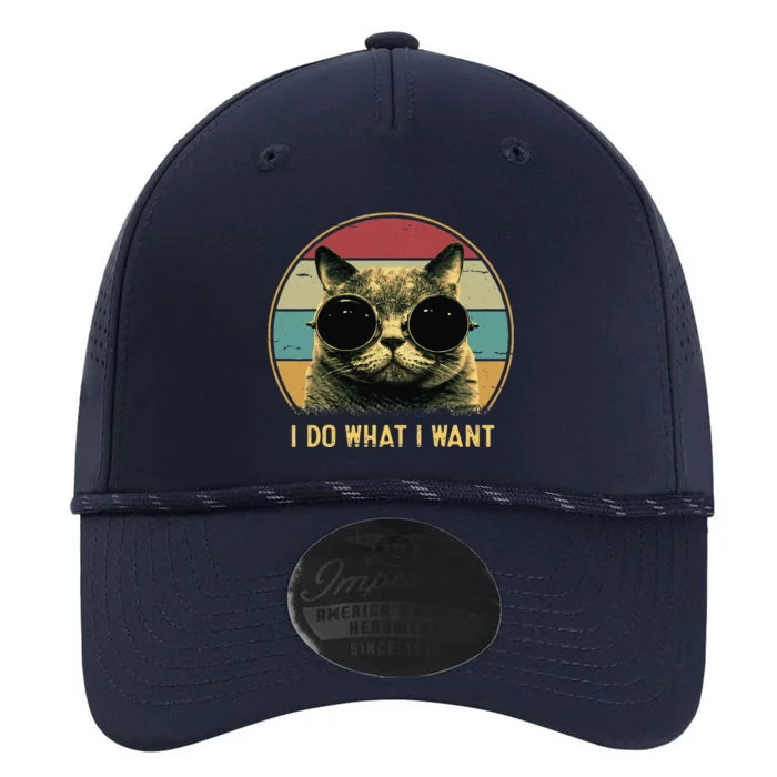 Retro I Do What I Want Funny Cat Lover, Cat Dad, Cat Mom Performance The Dyno Cap