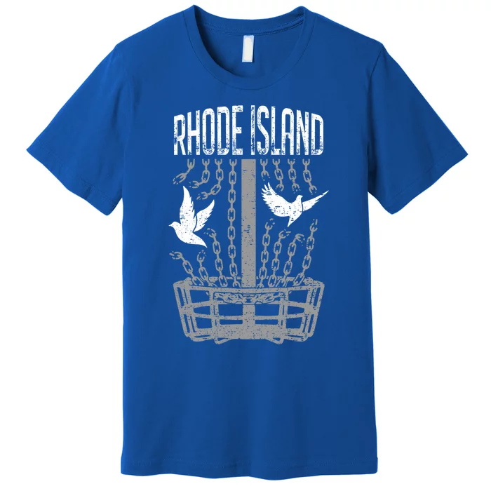 Rhode Island Disc Golf Player Breaking Chains Birdie Gift Premium T-Shirt