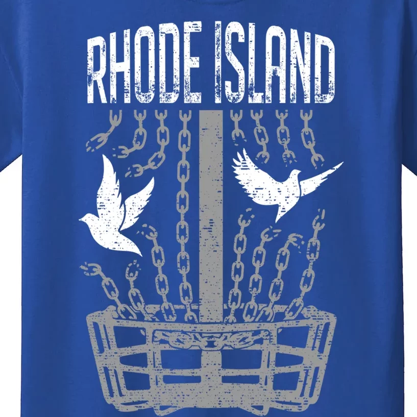 Rhode Island Disc Golf Player Breaking Chains Birdie Gift Kids T-Shirt