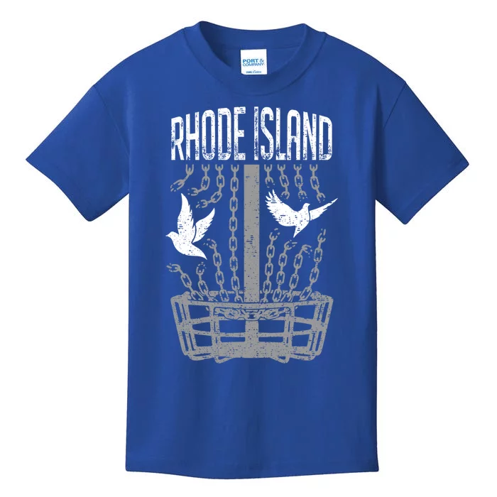 Rhode Island Disc Golf Player Breaking Chains Birdie Gift Kids T-Shirt