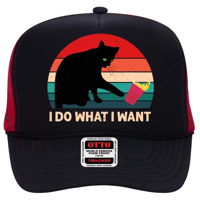 Retro i do what i want Vintage cat High Crown Mesh Trucker Hat