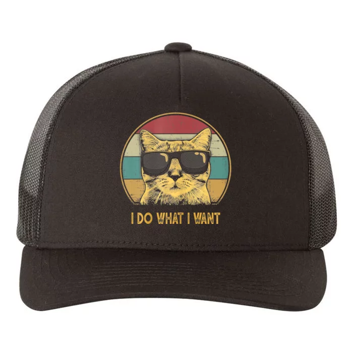 Retro I Do What I Want Cat Funny Cat Lover Yupoong Adult 5-Panel Trucker Hat