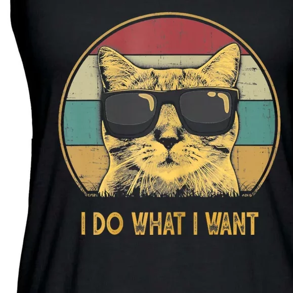 Retro I Do What I Want Cat Funny Cat Lover Ladies Essential Flowy Tank