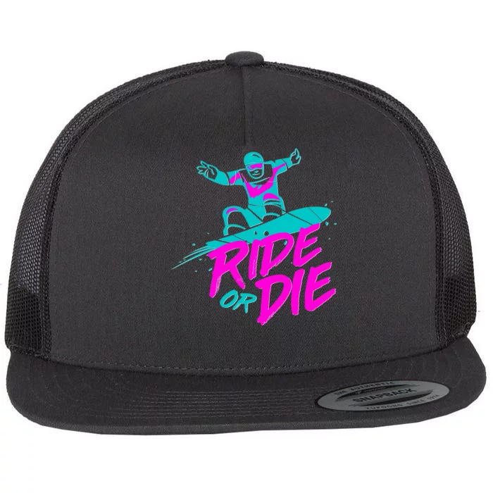 Ride Or Die Snow Boarding Flat Bill Trucker Hat