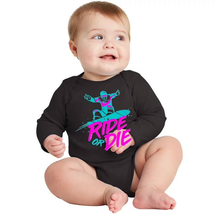 Ride Or Die Snow Boarding Baby Long Sleeve Bodysuit