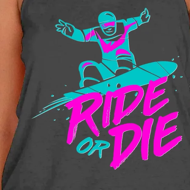 Ride Or Die Snow Boarding Women's Knotted Racerback Tank