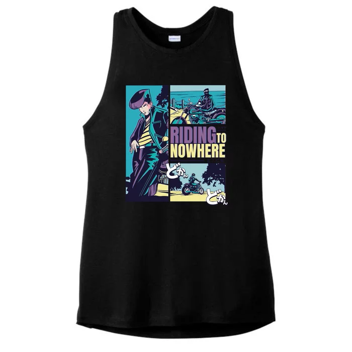 Riding Nowhere Anime Ladies Tri-Blend Wicking Tank