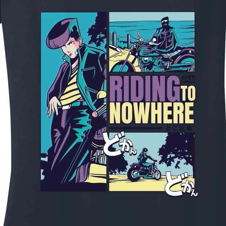 Riding Nowhere Anime Women's V-Neck T-Shirt