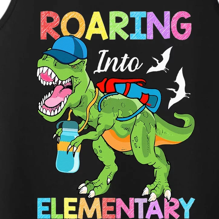 Roaring Into Elementary Dinosaur Back To School Performance Tank