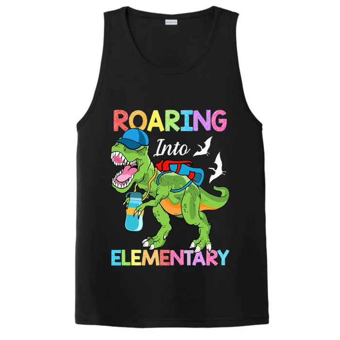 Roaring Into Elementary Dinosaur Back To School Performance Tank