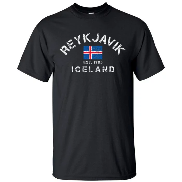 Reykjavik Iceland Est. 1785 Flag Souvenir Gift Tall T-Shirt