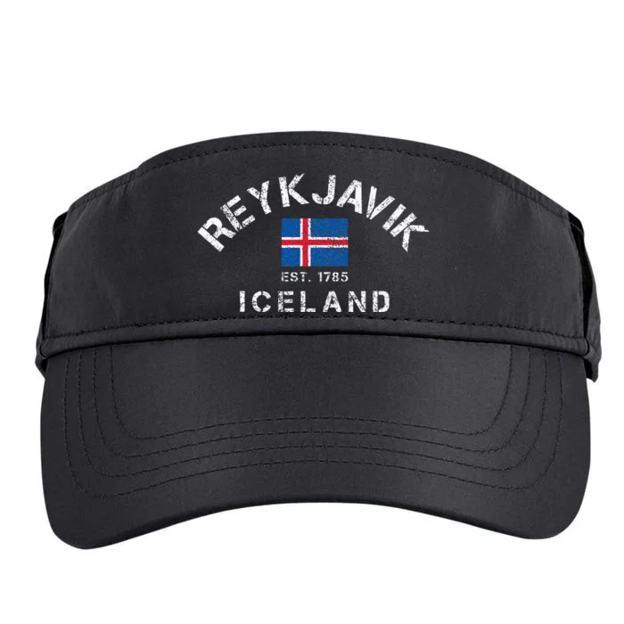 Reykjavik Iceland Est. 1785 Flag Souvenir Gift Adult Drive Performance Visor