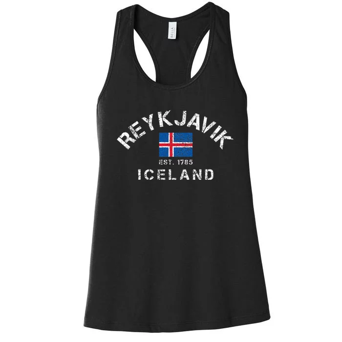 Reykjavik Iceland Est. 1785 Flag Souvenir Gift Women's Racerback Tank