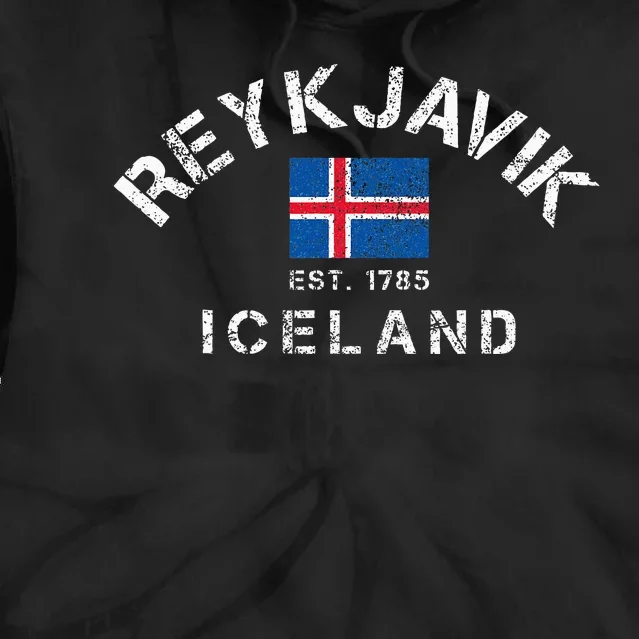 Reykjavik Iceland Est. 1785 Flag Souvenir Gift Tie Dye Hoodie