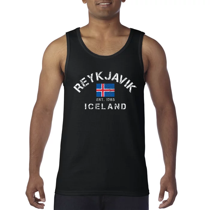 Reykjavik Iceland Est. 1785 Flag Souvenir Gift Tank Top