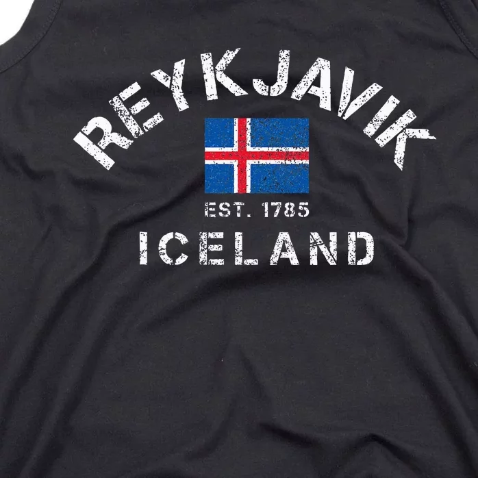 Reykjavik Iceland Est. 1785 Flag Souvenir Gift Tank Top