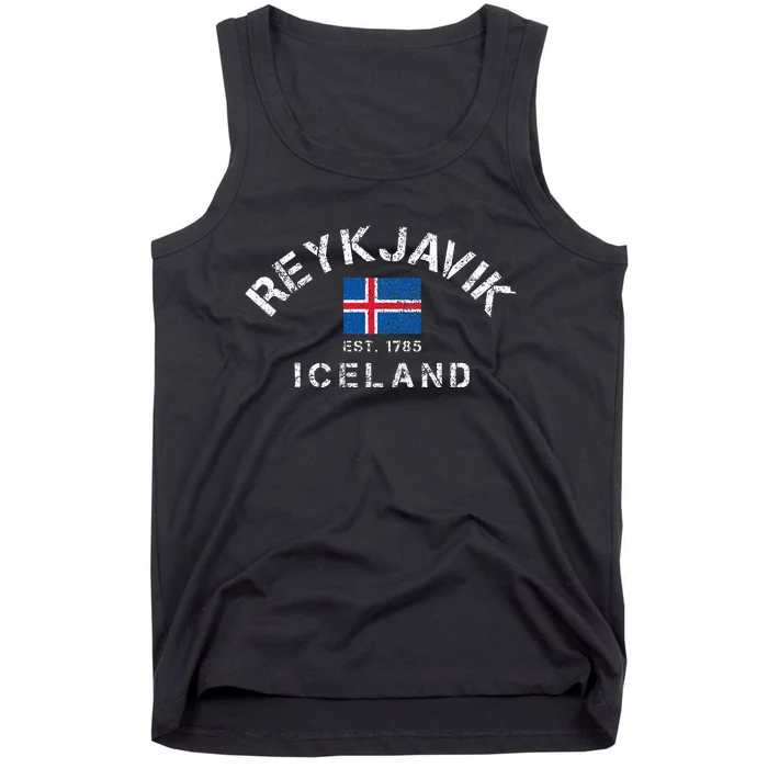 Reykjavik Iceland Est. 1785 Flag Souvenir Gift Tank Top