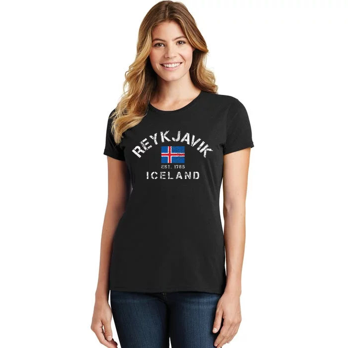 Reykjavik Iceland Est. 1785 Flag Souvenir Gift Women's T-Shirt