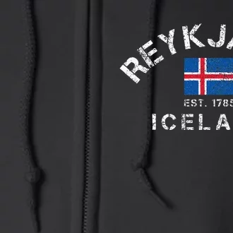 Reykjavik Iceland Est. 1785 Flag Souvenir Gift Full Zip Hoodie