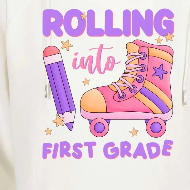 Rolling Into First Grade Cute Womens Funnel Neck Pullover Hood