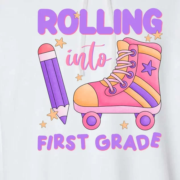 Rolling Into First Grade Cute Garment-Dyed Fleece Hoodie