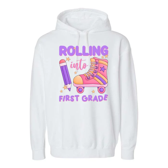 Rolling Into First Grade Cute Garment-Dyed Fleece Hoodie