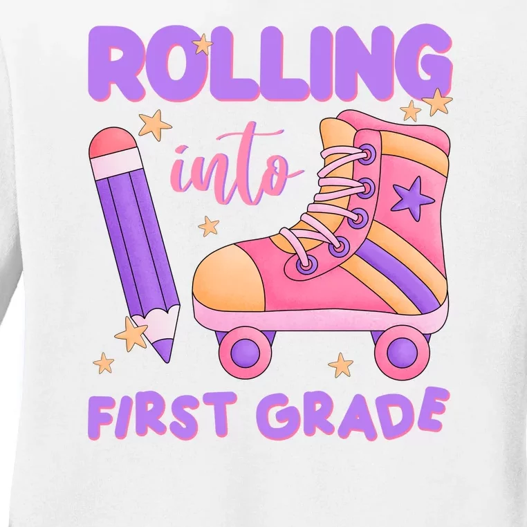 Rolling Into First Grade Cute Ladies Long Sleeve Shirt