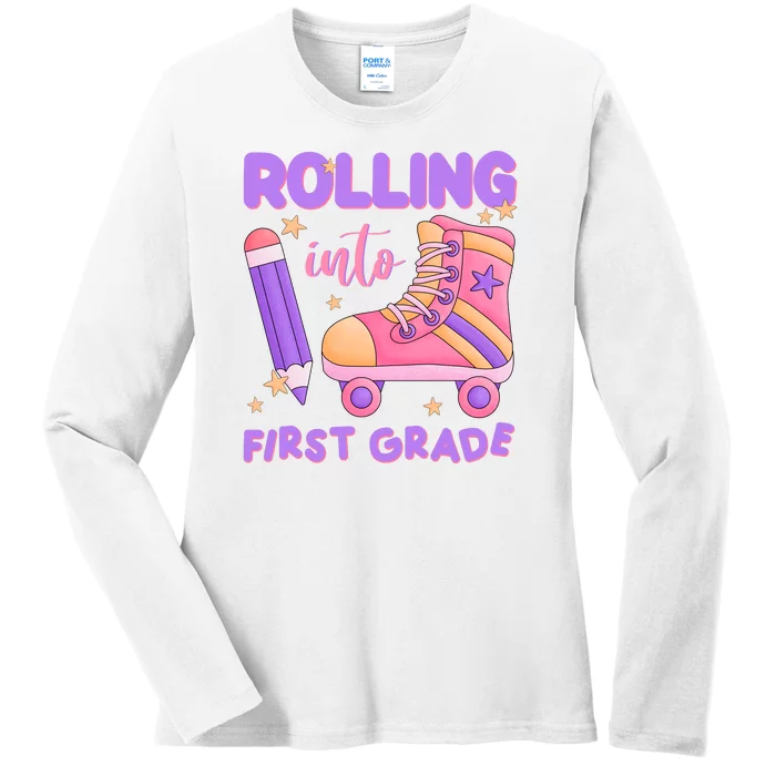 Rolling Into First Grade Cute Ladies Long Sleeve Shirt