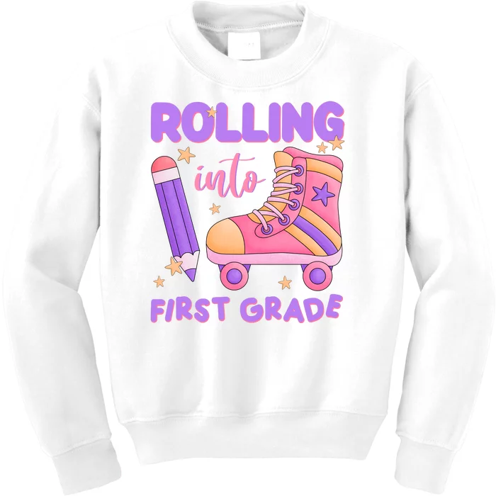 Rolling Into First Grade Cute Kids Sweatshirt