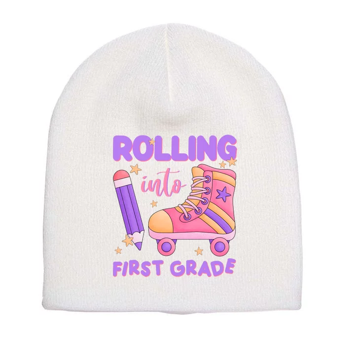 Rolling Into First Grade Cute Short Acrylic Beanie