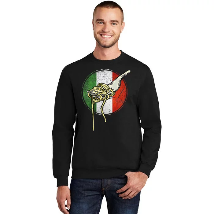 Retro Italian Flag Italy Spaghetti Italia Pasta Men Women Tall Sweatshirt