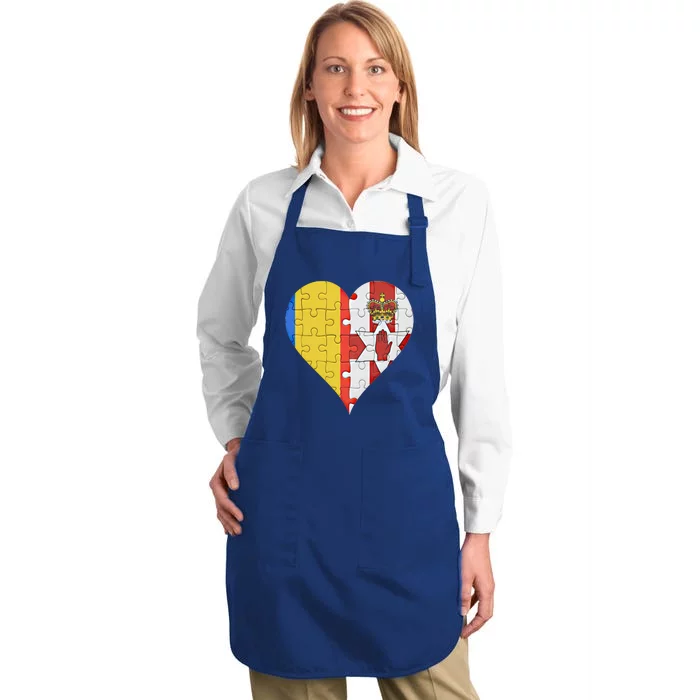 Roian Irish Flag Heart Gift Full-Length Apron With Pocket