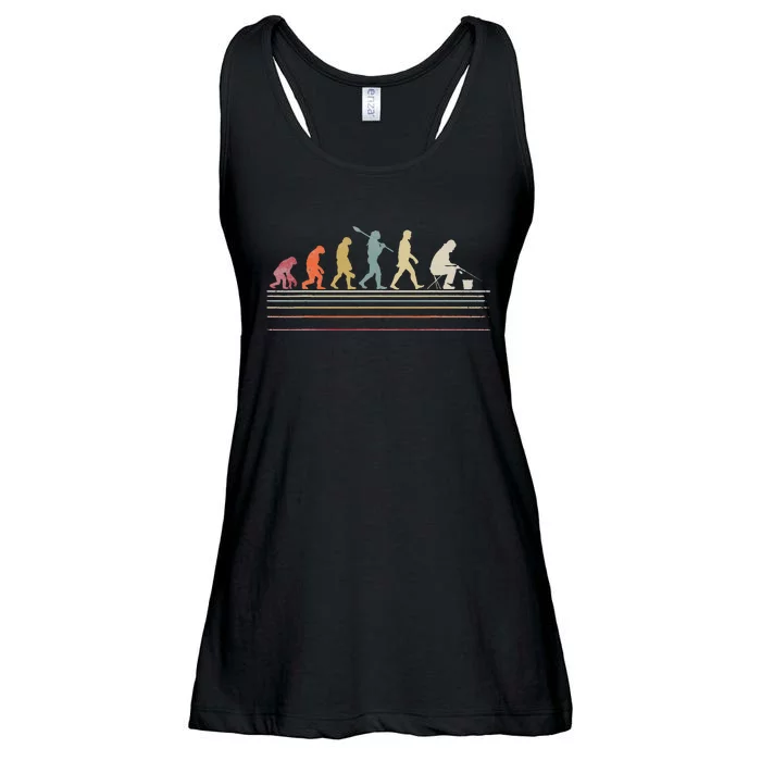 retro Ice Fishing Retro Style Evolution Of Man Ladies Essential Flowy Tank