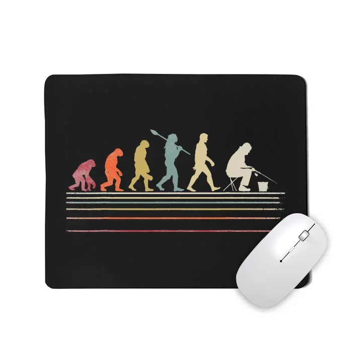 retro Ice Fishing Retro Style Evolution Of Man Mousepad