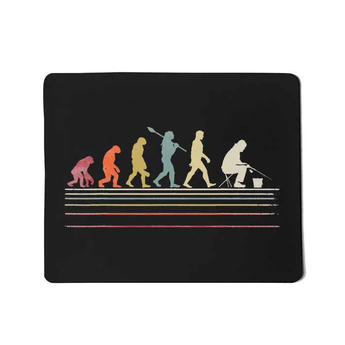 retro Ice Fishing Retro Style Evolution Of Man Mousepad