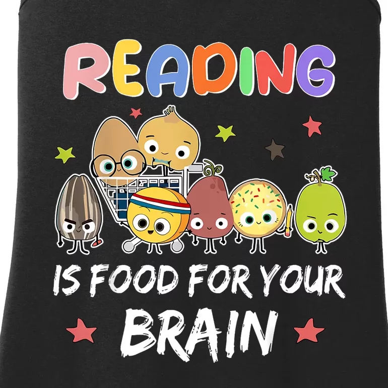 Reading Is Food For Your Brain ChildrenS Books Characters Ladies Essential Tank