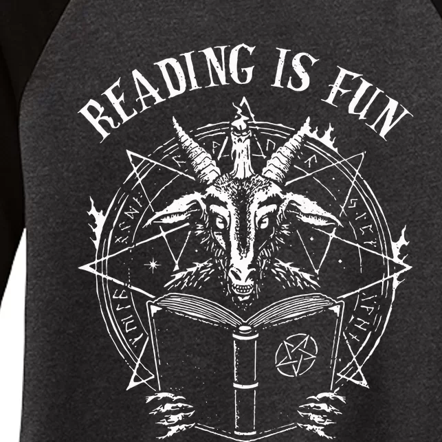 Reading Is Fun Baphomet Goat Women's Tri-Blend 3/4-Sleeve Raglan Shirt