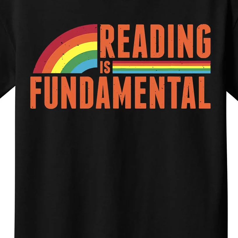 Reading Is Fundamental Retro Rainbow Book Worm Kids T-Shirt